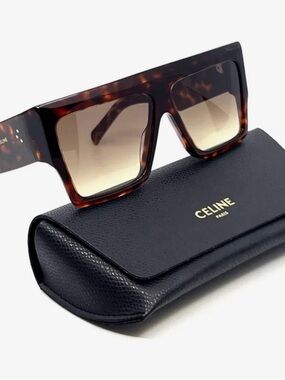 NEW Celine CL40092I Havana Brown Flat Top Sunglasses $560 retail